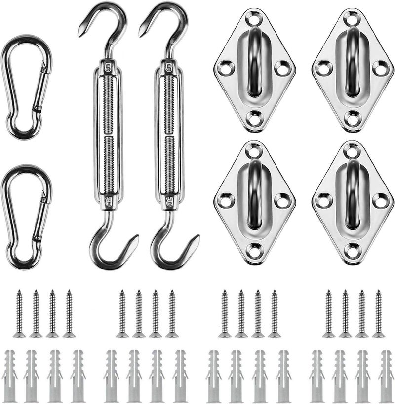 Shade&Beyond 304 Marine Grade Shade Sail Hardware Kit 5 inch for Rectangle and Square Sun Shade Sails Installation, 24 Pcs - Image 1